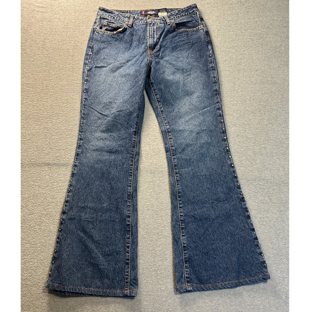Bongo Flare Bell Bottom Jeans Womens Size 9 Blue Denim Y2K 100% Cotton Vintage